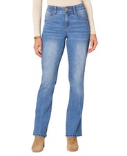 Democracy "Ab"solution Itty Bitty Bootcut Jeans Women's 16 Mid Blue Button Zip