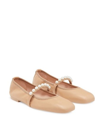 Stuart Weitzman Goldie Pearl Ballet Flats Adobe Leather Size 7.5 8 8.5 9.5 10