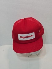 Raychem Hat Men OS Red Vintage Snapback Trucker Cap USA Made Mesh Back