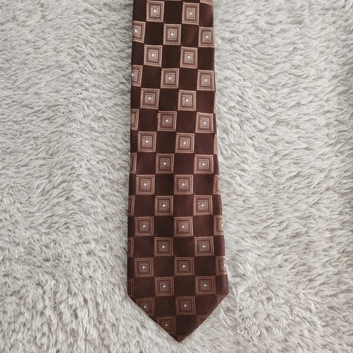 Donald J Trump Tie Brown Silk Signature Collection Geometric 63" x 3.5" - Picture 5 of 5