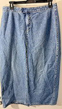 Vintage Modest Maxi Long Denim Jean Skirt Women's 18 1X Coastal Cowgirl Hippie