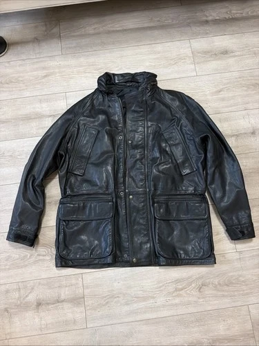 RARE Enrico Mandelli And REDOX Black Leather Jacket.  XL - product listing photo