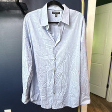 Banana Republic Slim Fit Light Blue Striped Dress Shirt XL 17-17 1/2