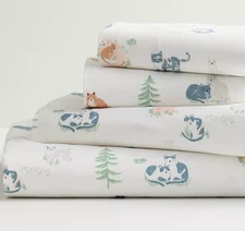 NEW Cuddl Duds Queen or King size microfiber Woodland Cats 4 piece sheet set