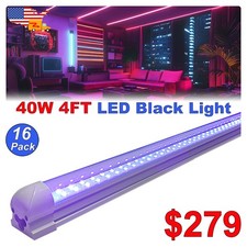 T8 Linkable 48 inch 40W Led Black Light Bar 4Ft with US Plug and On/Off Switch