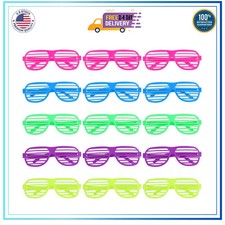 15 Pack Shutter Shades Glasses 80s 90s Neon Party Favors Kids Adults Sunglasses