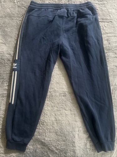 Adidas Hombre Pantalones de Sudadera Azul Gris Rayas Bolsillos con Cremallera Talla 2XL - Imagen 5 de 10