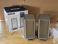 2 PACK - Kohler 6L Stainless Steel Step Trash Garbage Bin Soft-Close Lid