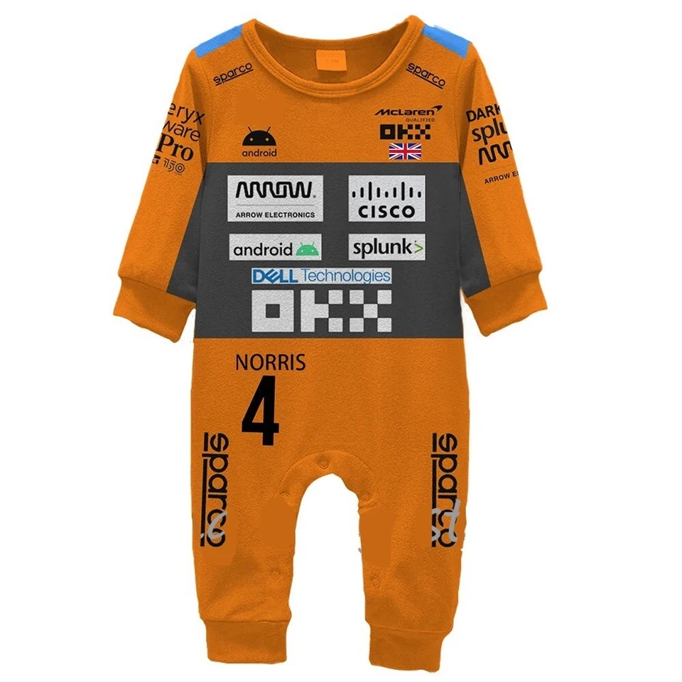 FAN LIFE APPAREL F1 Mclaren Lando Norris Baby Driver Romper Suit NEW Super Soft /-