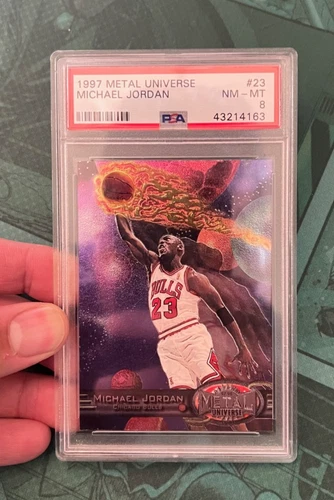 Michael Jordan MJ 1997-98 Metal Universe #23 PSA 8 Base of the PMG Red and Green