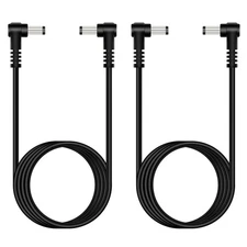 2-Pack 6ft 5.5mm x 2.1mm Male to Male DC Power Cable 90 Degree Right Angle Pl...