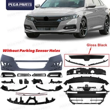 Front Bumper Gloss Black Grille Trim Fog Light Set For 2018-2020 Honda Accord