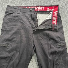 Wrangler Cargo Pants Men's 34x34 Black Utility Work Outdoor Zip Pocket Trousers