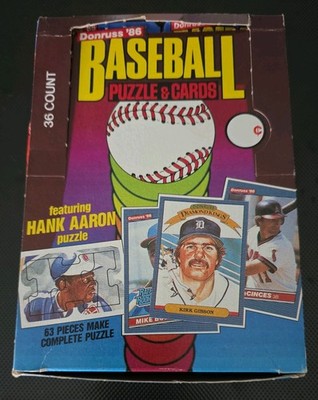 1986 DONRUSS BASEBALL WAX BOX 34 Sealed Packs + 2 Open Packs - Jose Canseco RC?