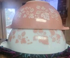 Vintage Pyrex Pink Gooseberry Cinderella Bowl Set 443 & 442 Mixing Nesting Bowls