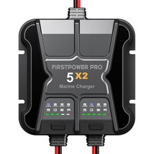 X2 2-Bank 12V Marine Battery Charger 10A 5A/Bank Waterproof SLA AGM Lithium