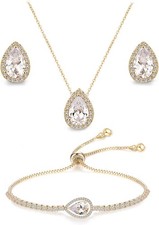 Teardrop Earrings  Necklace Jewelry Set for Bride, Bridesmaids  Wedding Gift