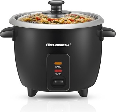 Electric Rice Cooker W/ Automatic Keep Warm Makes Soups Stews Grains Black