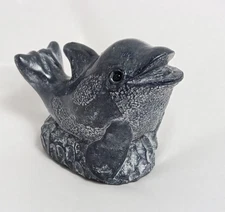 A Wolf Original Dolphin Sculpture Figurine Soap Stone Gloss Finish Cute Baby