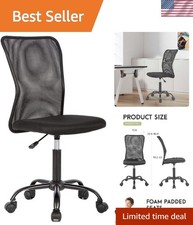 Armless Office Chair | Black | with Lumbar Support