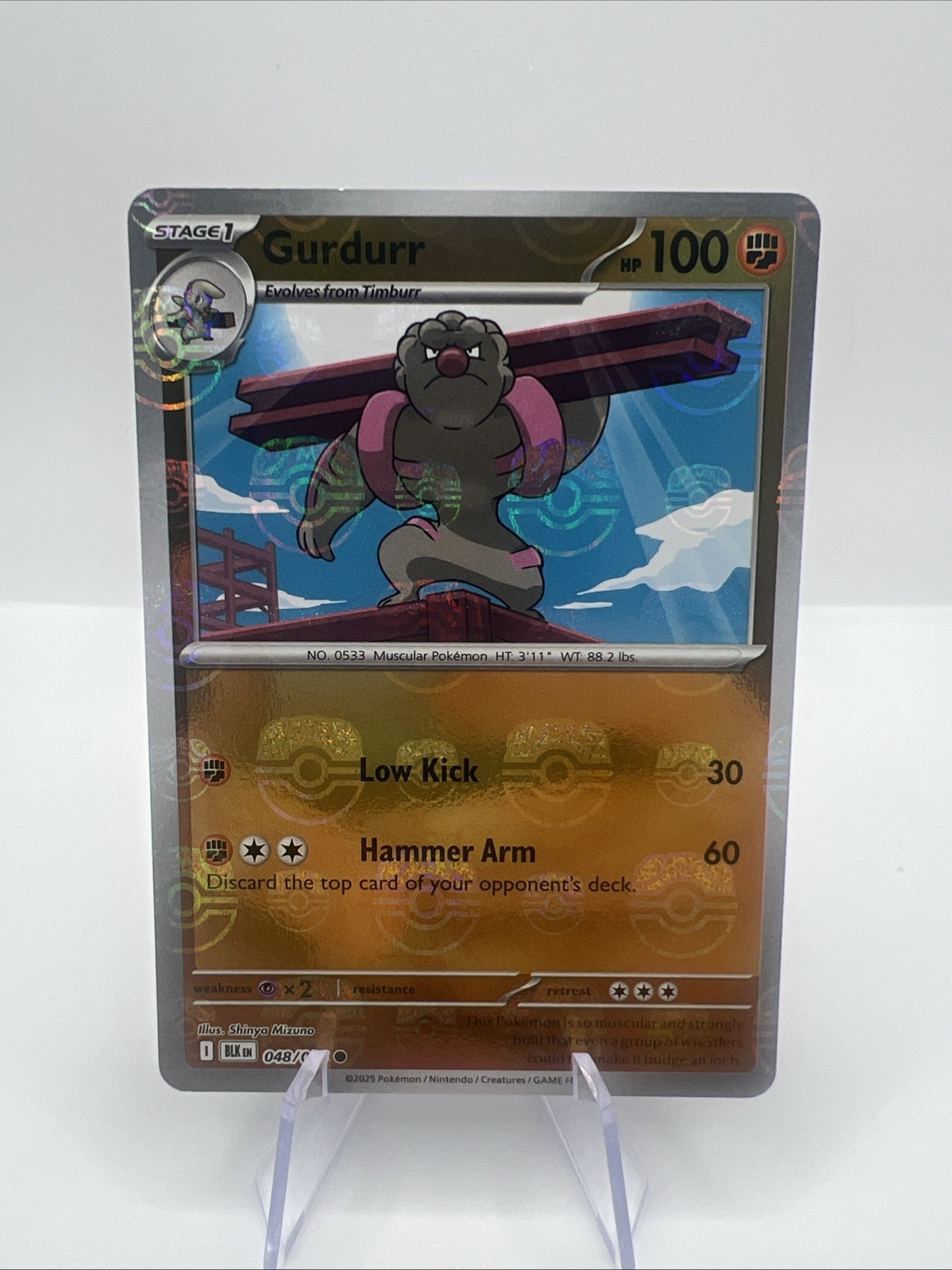 Pokemon TCG Gurdurr (Master Ball Pattern) 048/086 SV: Black Bolt NM
