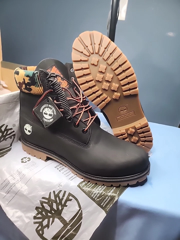 Timberland Heritage 6 inch Wp Boot Black Nubuck W Camo Style A2KC3 - Size 13 NEW - Image 2 of 4