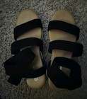 Athletefit Wedge Sandals Elastic Strap Cork Platform Women’s Size 7.5 Black New — photo 4