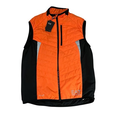 Emporio Armani EA7 Poppy Water Resistant Vest Orange Quilted Gilet Men s Size XL