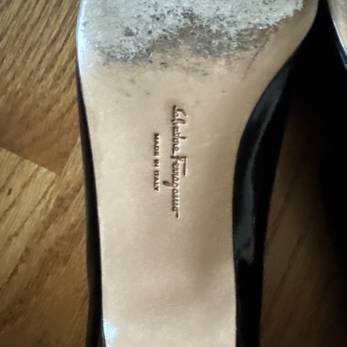 Salvatore Ferragamo Shoes Womens Size 9.5 AA Black Vara Bow Leather Made Italy - Picture 10 of 16