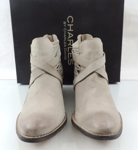 CHARLES by Charles David York Cutout Side Booties Taupe Washed Nubuck Size 6.5 - Picture 7 of 8