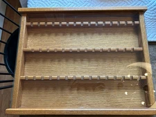 Vtg 3 Tier 45 Spoon Collector Display Cabinet/Rack W/Sliding Glass Front