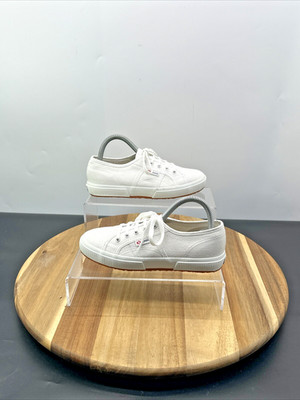 Superga 2750 Cotu klassischer weißer Canvas-Mädchen-Sneaker UK-Größe 1,5 niedriger Schnürschuh
