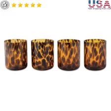 4 Pack Tortoise Drinking Glass Set 12oz Elegant Glassware Home Bar Party Durable