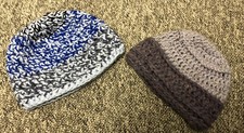 2 New Handmade Crochet Baby Boy Beanie Hat 0-3 months set baby shower
