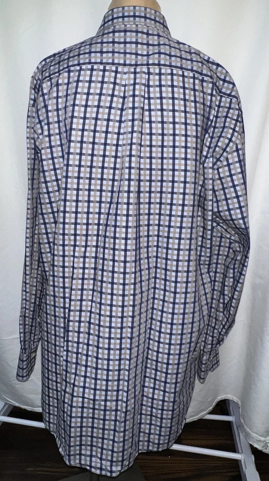Hathaway Platinum Mens Button Up Shirt Blue & Gray Italy Sz XL 17-17.5. 35/36 - Image 3 of 4
