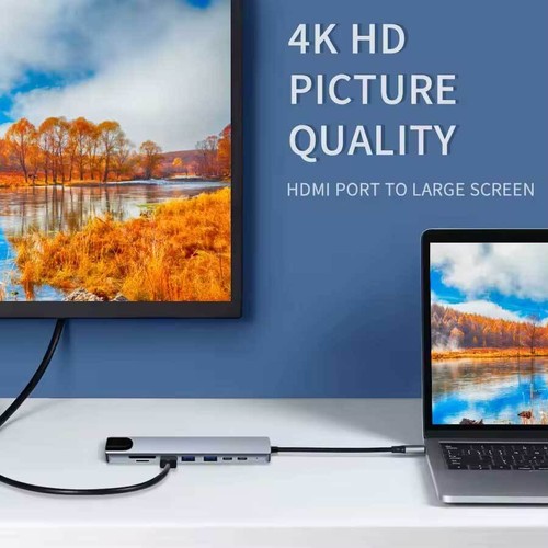 For Galaxy S20/S21/S23/S24/FE - HDMI TV Adapter 8-in-1 USB-C Hub RJ45 Ethernet - Picture 3 of 7