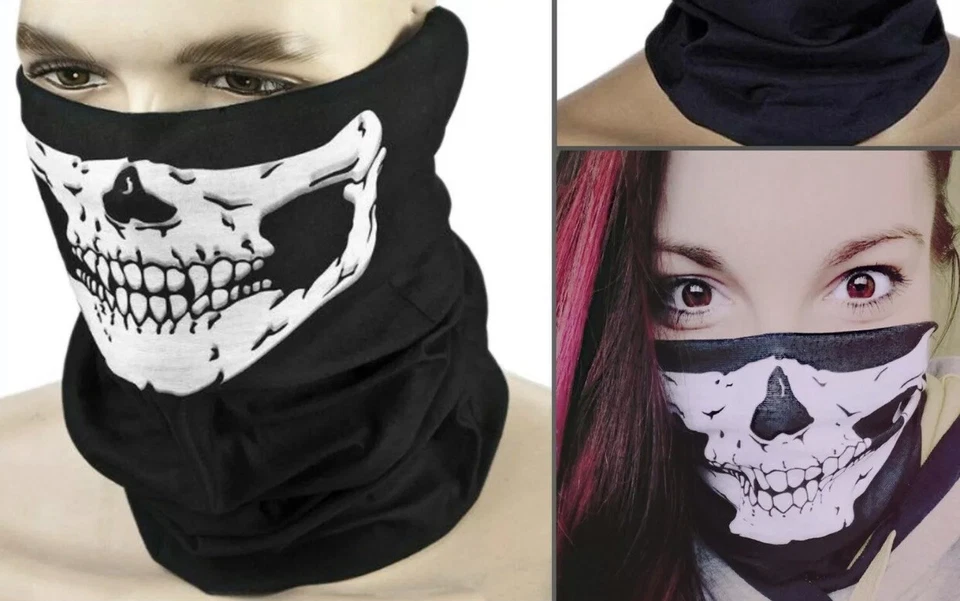2 PCS RED COL Half Face Mask for Motorcycle Riding Skeleton Bandanas Head Scarf - Image 4 of 4