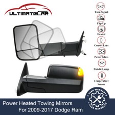 Pair Power Heated Towing Mirrors W Temp Sensor For 09-17 Dodge Ram Puddle Light