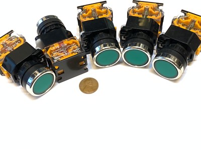 5 pieces Green momentary push button switch 22mm normally open closed no nc