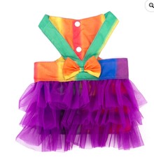 Rainbow Purple Tulle Pet Tutu S Dogs Cats Colorful Stripe Animal Suspender Skirt