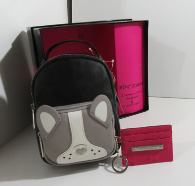 Nwt Betsey Johnson doggie backpack + coin purse Betsey Johnson Faux-Fur Dog Backpack Crossbody Bag & Cat Key  main image 2