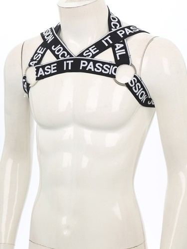 Cintura uomo sexy elastica body petto imbracatura o-ring cinghie muscolari top clubwear - Foto 110 di 124
