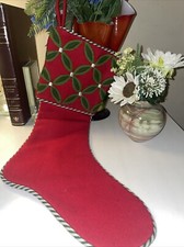 Crate Barrel Red Wool CHRISTMAS STOCKING 20