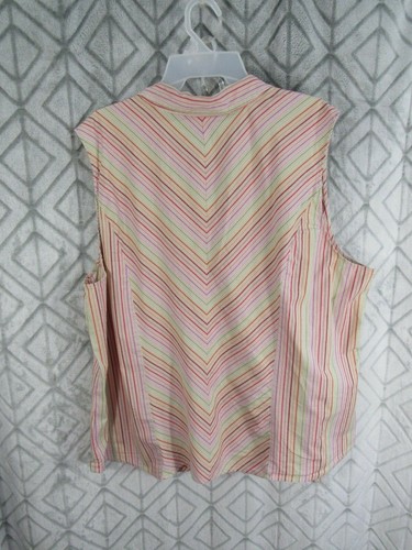 Venezia Top Size 26 28 Multi color Striped Button Front Collar Sleeveless Casual - Picture 3 of 3