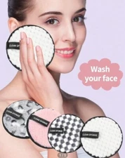 4 Pcs  Makeup Remover Cleansing  Cloth  Wash Face NEW Reusable  Round Dbl Sided