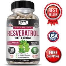 Resveratrol Capsules 180ct Anti-Aging Antioxidants Brain Support Radiant Skin