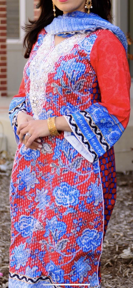 Оригинальный Sana Safinaz Газон Хлопок SalWAR KAMEEZ MARIA B ASIM JOFA KHAADI Sammy k - Изображение 2 из 4