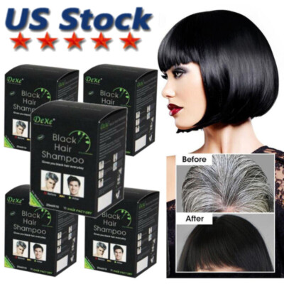 DEXE Natural Black Hair Shampoo Instant Grey Hair Coverage Hair Dye Shampoo