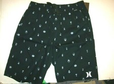 NEW Hurley boys sz large black elastic waist drawstring volley shorts