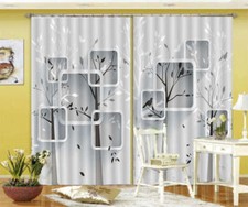 Poetical Branches 3D Curtain Blockout Photo Printing Curtain Drape Fabric Window